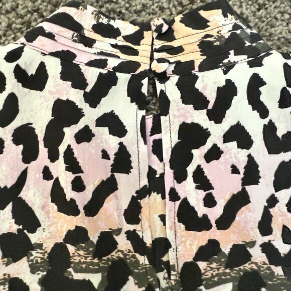 Veronica Beard Multicolor Leopard Print Lety Silk Top Size 4 Pastel Black Blouse - Picture 5 of 11